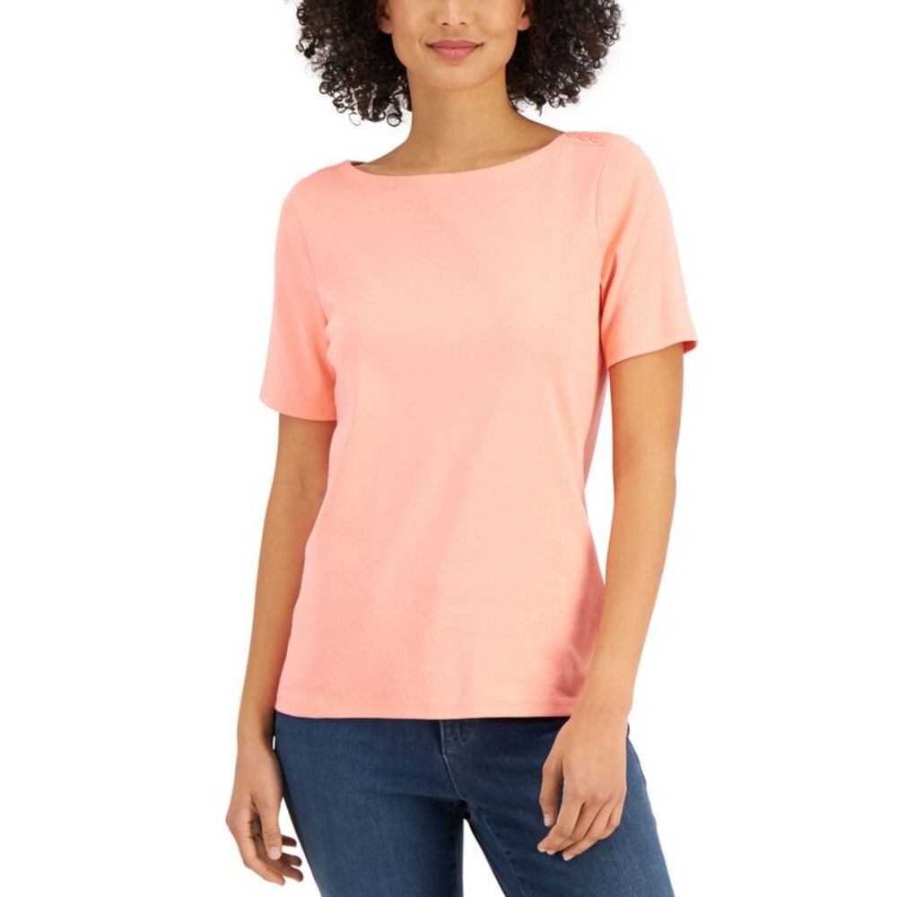 Charter Club Cotton Boat-Neck Top